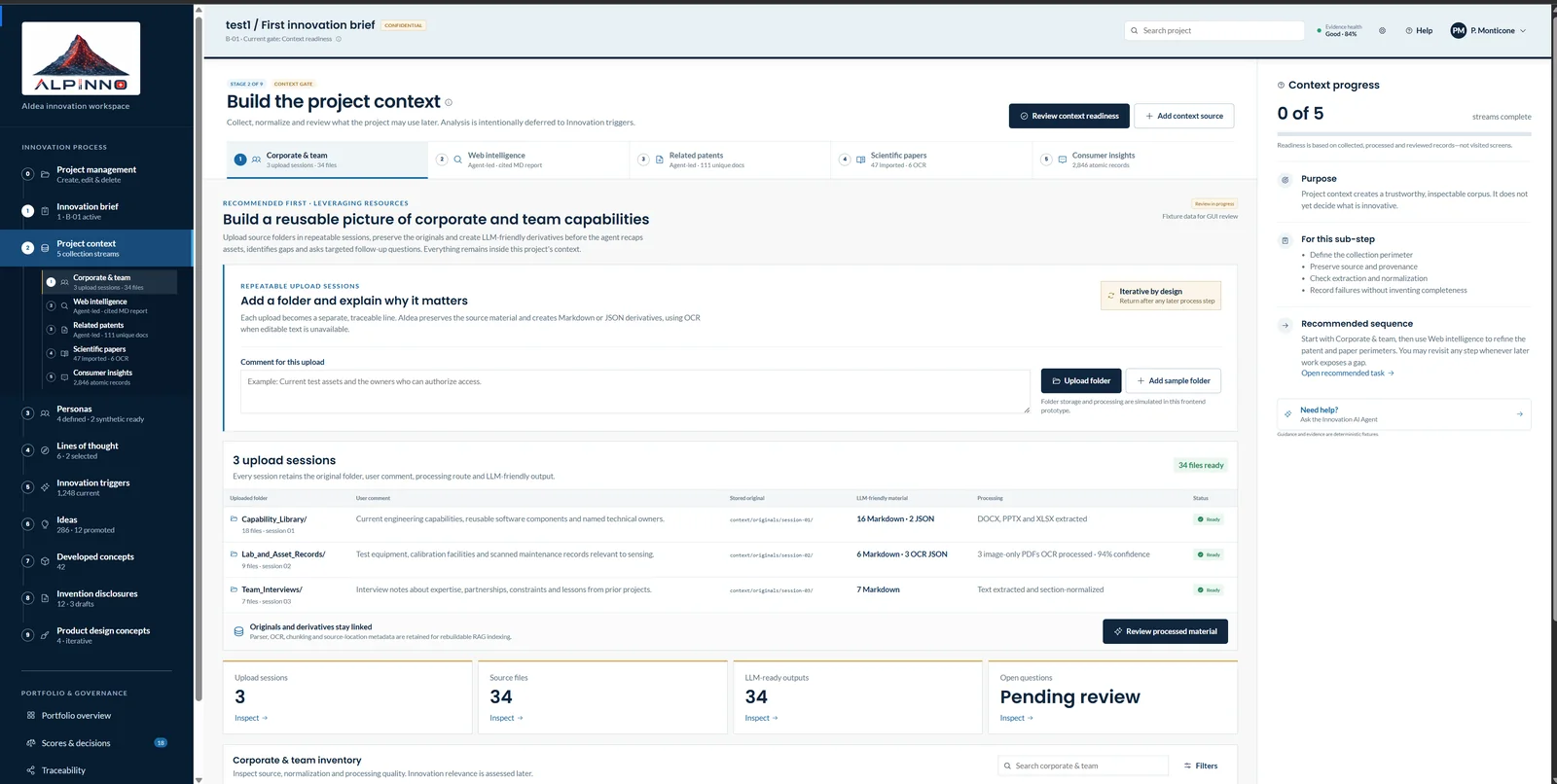 AIdea™ innovation workspace interface